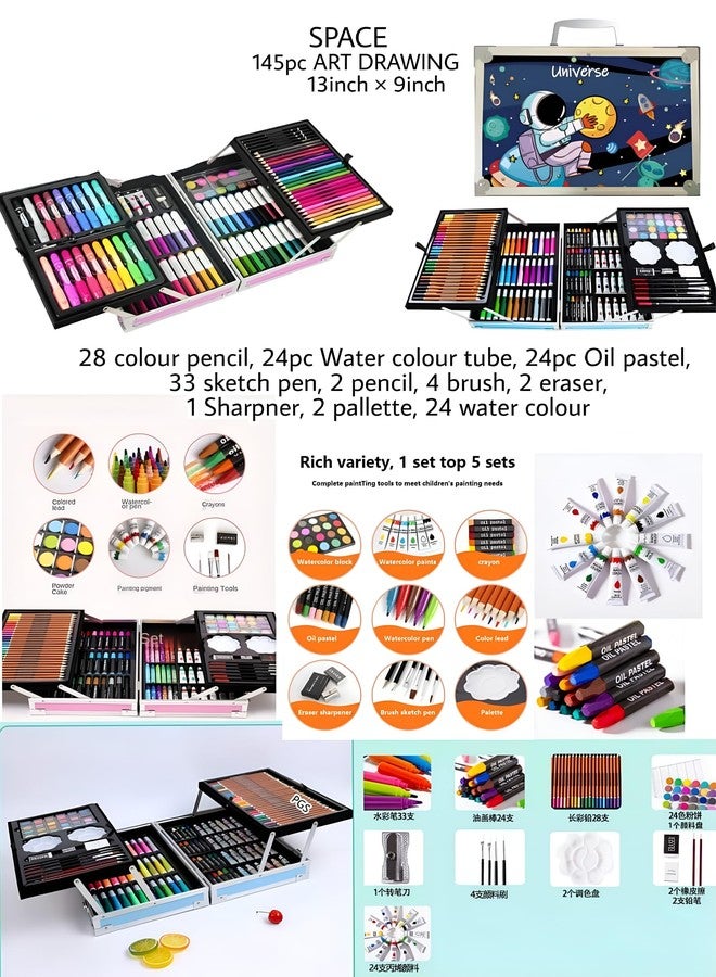 PEACORA Deluxe 145 Piece Unicorn Art & Craft Drawing Set Painting Suitcase Box Birthday Gift for Kids Unleash Your Inner Artist (Outer Space Design) - Image 5